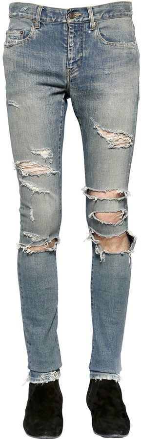 Saint Laurent 15cm Super Destroyed Stretch Denim Jeans, $850 