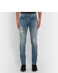 Saint Laurent Skinny Fit Distressed Denim Jeans