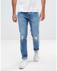 Hoxton Denim Skinny Jeans In Mid Blue