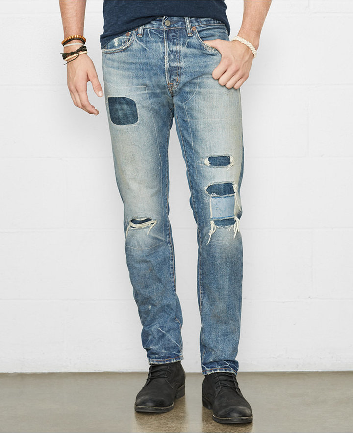 Mode Jeans Jeans slim Denim & Supply Ralph Lauren Jeans slim bleu imprim\u00e9 allover style mode des rues 