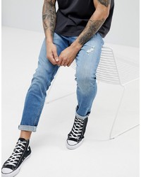 LDN DNM Slim Fit Jeans In Washed Blue