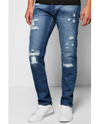 Boohoo Slim Fit Rigid Ripped Washed Jeans