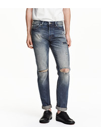 H&M Slim Regular Selvedge Jeans Dark Denim Blue