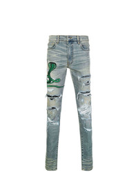 Amiri Snake Patch Distressed Jeans