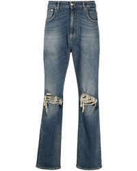 Represent Straight Leg Ripped Detail Jeans