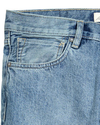 H&M Straight Regular Trashed Jeans Light Denim Blue
