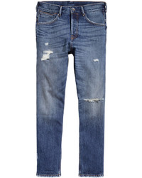 H&M Tapered Low Trashed Jeans Denim Blue