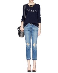 Current/Elliott The Cropped Straight Ripped Jeans