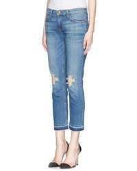 Current/Elliott The Cropped Straight Ripped Jeans