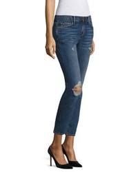 Current/Elliott The Easy Stiletto Distressed Cropped Jeans