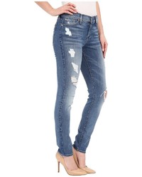 7 For All Mankind The Skinny W Contrast Squiggle Destroy In Stretch Blue Orchid 2