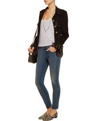 Current/Elliott The Stiletto Distressed Low Rise Skinny Jeans
