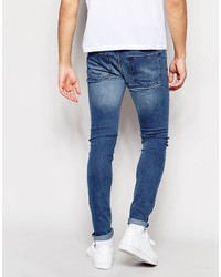 WÅVEN Waven Jeans Erling Spray On Super Skinny Fit Trailer Blue Distressed