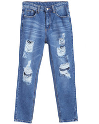 With Button Ripped Denim Pant