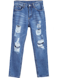 With Button Ripped Denim Pant
