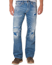 Silver Jeans Zac Straight Leg Distressed Jeans