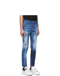 DSQUARED2 Blue Acid Green Spots Skinny Dan Jeans