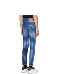 DSQUARED2 Blue Acid Green Spots Skinny Dan Jeans