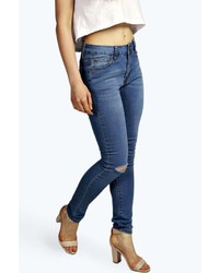 Boohoo Jess Mid Rise Super Skinny Knee Slash Jeans