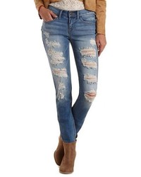Charlotte Russe Low Rise Destroyed Skinny Jeans