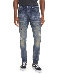 PURPLE Dirty Distress Paint Spatter Jeans