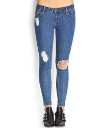 Forever 21 Distressed Denim Skinny Jeans