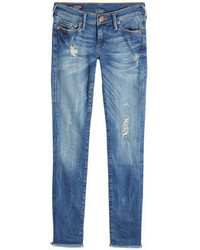 True Religion Distressed Low Rise Super Skinny Jeans