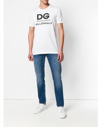 Dolce & Gabbana Embroidered Logo Slim Jeans