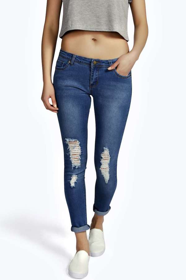 low waist ripped skinny jeans