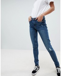 Pieces Five High Waisted Skinny Jeans With Rips