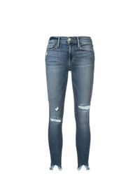 Frame Denim Frayed Hem Skinny Jeans