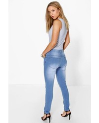 Boohoo Hilary High Waisted Slit Knee Skinny Jeans