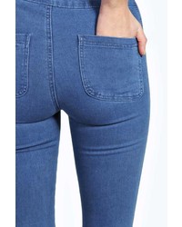 Boohoo Lara High Rise Ripped Knee Tube Jeans