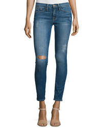 Frame Le Skinny De Jeanne Distressed Ankle Jeans Jewell