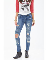Forever 21 Low Rise Ripped Skinny Jeans