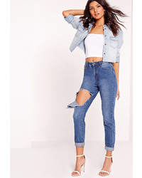 Missguided Busted Knee Jeans Vintage Blue