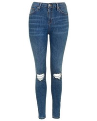 Topshop Moto Jamie Ripped High Waist Ankle Skinny Jeans