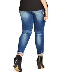 City Chic Patched Up Distressed Skinny Jeans