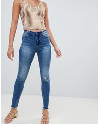 Only Pearl Mid Rise Raw Hem Jeans