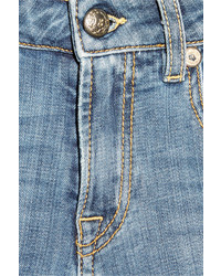 R 13 R13 Alison Crop Distressed Mid Rise Skinny Jeans Mid Denim