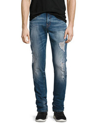 True Religion Rocco Distressed Skinny Jeans Blue