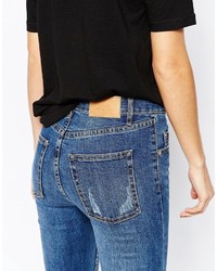 Cheap Monday Second Skin High Waist Skinny Jeans With Ripped Knees