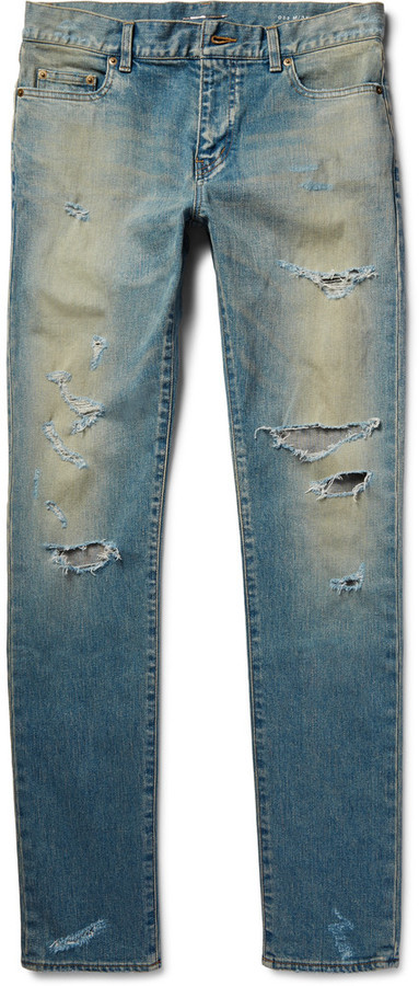 saint laurent destroyed jeans