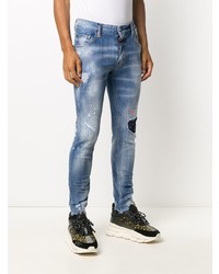 DSQUARED2 Skinny Mid Rise Paint Splatter Jeans