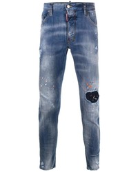 DSQUARED2 Skinny Mid Rise Paint Splatter Jeans