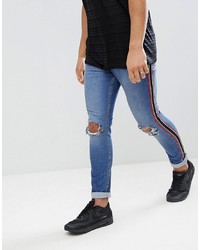 Jaded London Super Skinny Distressed Jeans With In Mid Wash