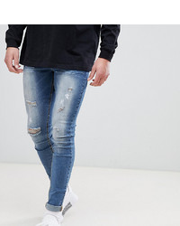 Sixth June Super Skinny Jeans In Mid Wash With Distressing To Asos