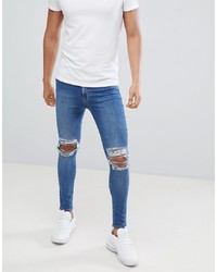 Jaded London Super Skinny Jeans With Rips In Blue