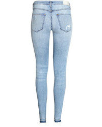 H&M Super Skinny Low Ripped Jeans White Ladies