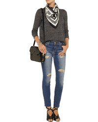 Current/Elliott The Ankle Skinny Distressed Mid Rise Jeans